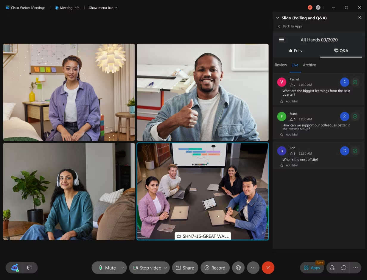 Webex Meetings 視訊會議-Meeting操作畫面